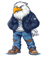 Fierce Eagle Character in Urban Bomber Jacket and Combat Boots png