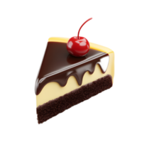 Delectable Chocolate Cake Slice with Cherry on Top A Tempting Confection for Culinary Delight png