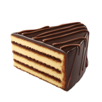 Exquisite Chocolate Cake Slice with Glossy Ganache Topping and Mouthwatering Presentation png