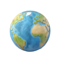 3D Rendered Globe with Continents and Oceans Depicted as an Emoji Icon png