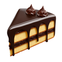 Decadent Chocolate Cake Slice with Glossy Ganache Drizzle and Creamy Filling png