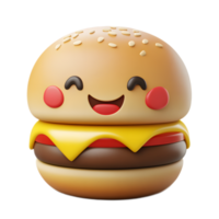 Cheerful Burger Emoji with Smiling Expression Rendered in Cartoon Style png