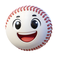 Cheerful Baseball Emoji with Stitched Laces and Playful Expression png