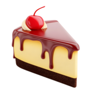 Decadent Slice of Cherry Topped Cake with Creamy Frosting png