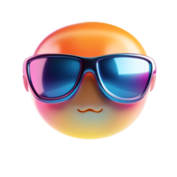Vibrant Emoji Face with Trendy Sunglasses in Colorful Modern Design png