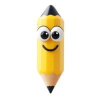Smiling Yellow Pencil Cartoon Character with Cheerful Expression png