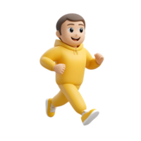Animated Cartoon Character of a Man Running with Enthusiasm and Joy png