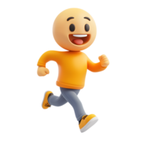 Energetic Smiling Cartoon Figure Runs with Enthusiasm and Joy png