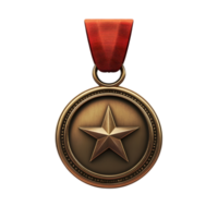 Bronze Military Medal with Star Emblem Representing Heroism and Prestigious Achievement png