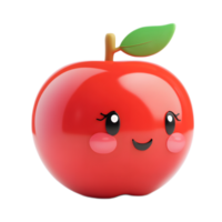Smiling Red Apple Emoji Graphic with Green Leaf png