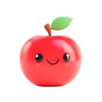 Adorable Smiling Red Apple Emoji Character in Minimalist Style png