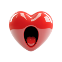 Vibrant Glossy Red Heart Emoji with Exclamation Gesture Showcasing Intense Emotion and Reaction png