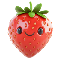 Vibrant Strawberry Emoji with Cheerful Expression Representing Healthy Fruit and Delightful Snack png