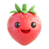 Cheerful Strawberry Emoji Character with Smiling Face and Vibrant Colors png