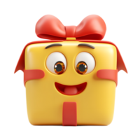 Cheerful Wrapped Gift Box with Bow and Ribbon in Cartoon Style png