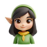 Charming Elf Emoji 3D Render Showcasing Whimsical Cartoon Character with Vibrant Colors and Playful Expression png