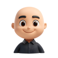 3D Render of Bald Smiling Man Cartoon Character Isolated on White Background png