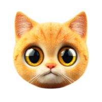 Adorable Feline Emoji Face Cute Cat Character in 3D Rendering on White Background png