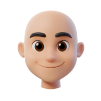 Bald Man Emoji Character Isolated on White Background 3D Render png