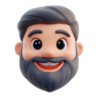 Bearded Man Emoji Character 3D Render Isolated on White Background png