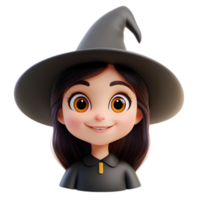 Captivating Witch Emoji Showcased in Whimsical 3D Rendering on a Pristine White Background png