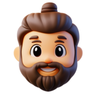 Cartoon Male Character with Beard and Emoji Expression Isolated on White Background png