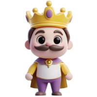 encantador digital Renderização do uma sorridente Principe personagem vestindo uma dourado coroa em uma branco fundo png