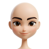 Bald Woman Emoji Inspired 3D Render with Neutral Facial Expression on White Background png