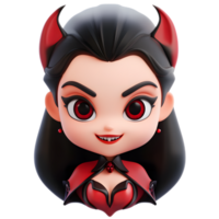 Captivating 3D Render of a Vampire Woman Emoji with Mesmerizing Facial Features and Striking Demonic Attributes png