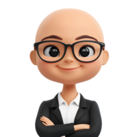 Bald Smiling Woman Emoji Avatar in 3D Render Isolated on White Background png