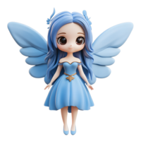 Adorable Blue Fairy Character Miniature 3D Digital Rendering png