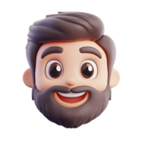Cheerful Cartoon style 3D Rendered Man with Beard Facial Expression png
