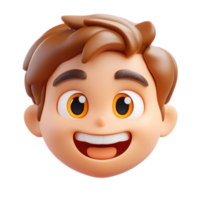 Cheerful 3D Rendered Emoji Character with Smiling Facial Expression on White Background png