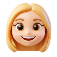 Cheerful 3D Rendered Girl Emoji Character with Smiling Face on Isolated White Background png
