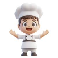 Cheerful Chef Emoji Figure in Cooking Uniform on White Background png