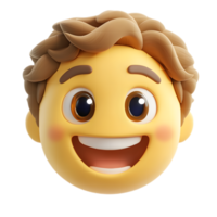 Cheerful 3D Rendered Cartoon Emoji Character with Smiling Facial Expression on White Background png