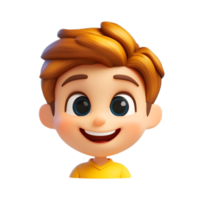 Cheerful 3D Rendered Cartoon Boy Emoji Character with Smiling Facial Expression Isolated on White Background png