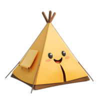 Cheerful 3D Rendered Tent Emoji on Isolated White Background png