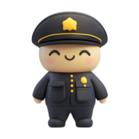 Cute Cartoon Guard Emoji Character with Star Uniform Isolated on White Background png