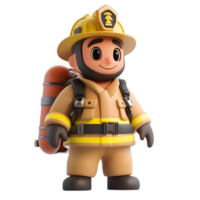 Firefighter Emoji Character in Protective Uniform and Helmet on Isolated White Background png