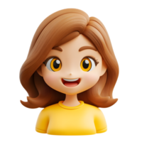 Cheerful Smiling 3D Render of Girl Emoji Character on White Background png