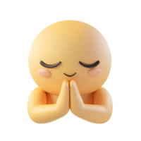 Folded Hands Emoji 3D Render on White Background png