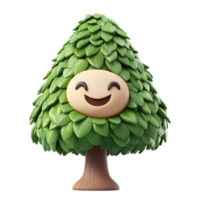 Evergreen Tree Emoji 3D Rendering Isolated on White Background png