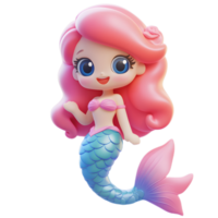 Cute and Colorful 3D Rendered Mermaid Emoji Isolated on White Background png