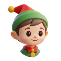 allegro elfo emoji festivo 3d rendere di un' sorridente cartone animato personaggio isolato su bianca sfondo png