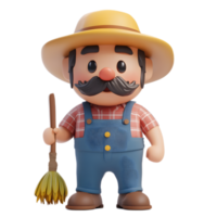 Cheerful Farmer Emoji Figurine on Isolated White Background png