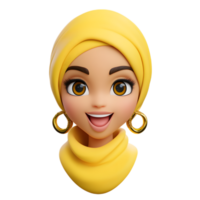 Cheerful Female Genie Emoji Character 3D Render on White Background png