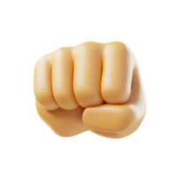 Powerful Fist Gesture in 3D Rendering on White Background png