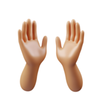 Open Hands Gesture in 3D Render with White Background png