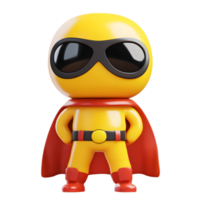 Superhero Emoji 3D Render Isolated Cute Cartoon Character in Costume with Mask and Goggles on White Background png
